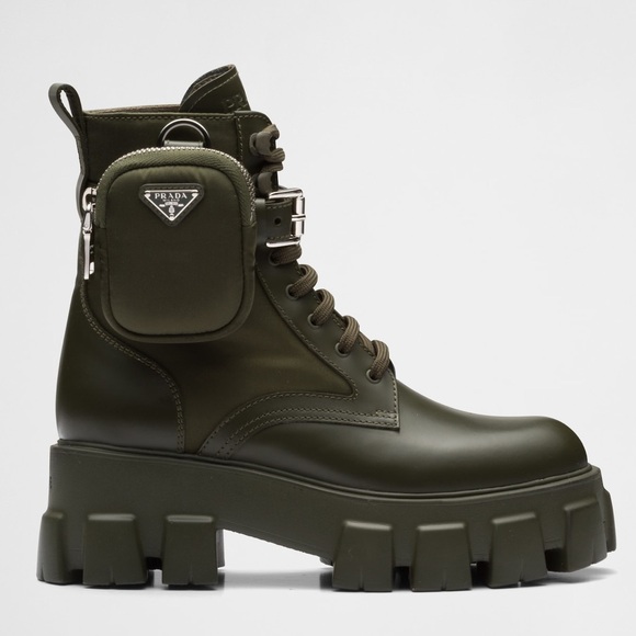 PRADA Monolith leather and Re-Nylon boots with pouch - Picture 1 of 15